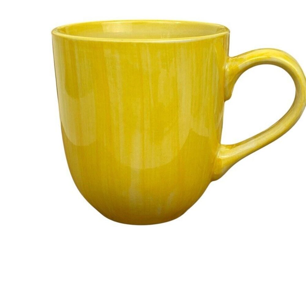 Citrus Grove Yellow Brush Stroke Hand Painted Coffee Mug Minimal Solid Spring